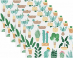 Stoff-Tischsets, waschbare Tischsets f&uuml;r Esstisch, 6er-Set,Blumentopf Kaktus Tropische Pflanzen Blume
