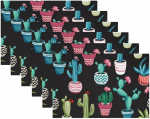 Stoff-Tischsets, waschbare Tischsets f&uuml;r Esstisch, 6er-Set,Sukkulente Blumentopf Kaktus