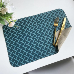 AMDXD 4 j&otilde;uluplatsi alusmattide komplekt pestav ruudukujuline pol&uuml;estrist lauamatt Boho Jacquard geomeetriline muster libisemisvastased lauaplaadid pestav &uuml;mmargune tumeroheline 30 x 45 cm