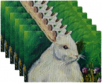 Stoff-Tischsets, waschbare Tischsets f&uuml;r Esstisch, 6er-Set,&Ouml;lgem&auml;lde Osterhase im Gras