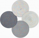 Tischsets, Tischsets und Untersetzer, 63er-Set, runde Mandala-Tischsets, w&auml;rmeisolierende Tischsets, waschbare, rutschfeste Gummi-Tischmatten for den Esstisch in der K&uuml;che(Thread Weave)