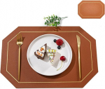 Kuumakindlad kohamatid, mustust h&uuml;lgavad, veekindlad, &otilde;likindlad, kohviku-, hotelli-, PU-nahast kohamatid, k&ouml;&ouml;k, restoran, kohvikumatted, pruunid, 6 taldrikut, komplektis