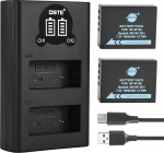 DSTE NP-W126 NP-W126S asendusaku (2 tk) ja Smart LED Dual USB laadija &uuml;hildub Fuji Finepix HS30EXR HS33EXR HS50EXR X-A1 X-E1 X-T10 X-A2 X-H1 mudeliga