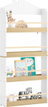 SoBuy KMB121-WN laste raamaturiiul, m&auml;nguasjade hoidmise riiul 4 riiuliga raamatute ja dekoratsioonide jaoks, Montessori riiul, lastetoa m&ouml;&ouml;bel, valge ja naturaalne, 60 x 130,5 x 15 cm.