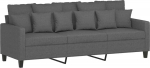 vidaXL 3-kohaline diivan, Lounge diivan diivan koos k&auml;etugede seljapatjadega, elutoa diivan disain diivan metallist raam, istumism&ouml;&ouml;bel kolmekohaline, tumehall kangas