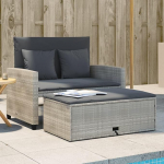 Rantry Garden Diivan koos padjadega 2 istekohaga Light Grey Poly Rattan Garden Diivan Diivan Voodi Elutuba Diivanid Diivanid v&auml;ljas elutuba Patio Outdoor