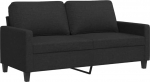 vidaXL diivan 2-kohaline, Lounge diivan diivan koos k&auml;etugede seljapatjadega, elutoa diivan disain diivan metallist raam, istumism&ouml;&ouml;bel kahekohaline, kaasaegne, must kangas
