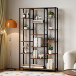 Hzuaneri BC15001B 6-korruseline raamaturiiul, 15 riiulit, reguleeritavad avatud riiulid elutuppa, kontorisse, magamistuppa, 30 x 100 x 170 cm, Vintage Brown/Must