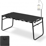Kokkupandav telkimislaud koos eemaldatava lambihoidjaga, 84 x 42 cm, s&uuml;sinikterasest telkimislaud 4 inimesele, kokkupandav laud kandekoti ja gaasivedruga, 30 kg kandev&otilde;ime, must
