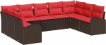 vidaXL Diivan Set mit Kissen Braun Poly Rattan, Garten und Terrasse, modernes Outdoor-Sofa, robuster Lounge-Set, UV-best&auml;ndig, leichtes Patio-Sitzm&ouml;bel