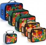6 l&auml;bipaistva m&auml;nguasja hoidmise pakett koos juhendite koti ja sildiga kotiga, 4 suurust, reisi m&auml;nguasjade korraldaja Lego, m&auml;nguautode, m&otilde;istatuste, klotside jaoks (looduslikud toonid)