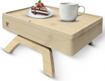 Couchtisch aus Bambus, Armlehnentablett, um 360 Grad drehbares Tablett, Beistelltisch zum Anklippen, perfekte Size f&uuml;r Fernbedienungen, Aufbewahrung und inklusive 4 Bonus-Untersetzern, 33 x