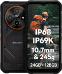 Blackview Fort 2 AI kergekaaluline v&auml;litingimustes kasutatav nutitelefon, AI-fotode redaktor, 24 GB + 128 GB, 10,7 mm Ultra Thin, 16MP + 13MP, 6,56-tolline HD+, IP68 IP69K vastupidav mobiiltelefon ilma lepinguta, Android 15 Dual SIM, GPS NFC Mustanah ...