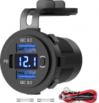 (3USB 66W) PD USB C pesa 12 V auto: USB pesa paigaldus pesa veekindel 12 Volt DC adapter auto pistik koos l&uuml;liti LED voltmeeter USB C &uuml;hendus iPhone Motorhome mootorratas paat veoauto haagissuvila