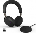 Jabra Evolve3 75 juhtmevaba Bluetooth-kuuldeaparaat koos mikrofoni ja laadimisjaamaga kontorisse, USB-A, AI h&auml;&auml;lk&otilde;ne, laiendatud ANC, 22h aku, MS Teams sertifitseeritud, mustas toonis
