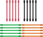 20 x Spiraalk&ouml;itja, Silikon-Kabelbinder, 7,6 cm, 15,2 cm, Gummibandhalter, wiederverwendbarer Bandhalter zum Aufh&auml;ngen von Drahtseilen, Schwarz, Gr&uuml;n, Orange, Rot (20)
