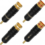 Pakett 4 High-End RCA pistikut, RCA jootmiseta pistikud, kullatud k&otilde;larite phono RCA pesa adapter koaksiaalkaablile, multimeedia ja CCTV pesa kuni 10,0 mm kaablile