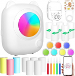 ZZXLOPEZ Mini Printer, Portable Mini Photo Printer, Thermal Printer, Smartphone Pocket Printer, Wireless Photo Printer with Android & iOS with 14 Rolls of Paper, Mobile Photo Printer for Journal,