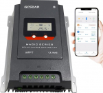 GCSOAR MPPT Charge Controller 40A 12V 24V Car Max PV 100V Solar Panel Controller Common Negative Ground LCD Display + Integrated Bluetooth Module Programmable via App (MPPT 40A + BLE)