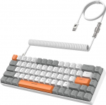 YINDIAO T8 60% m&auml;nguklaviatuur, 68 klahvi, kompaktne, juhtmega, mehaaniline miniklaviatuur 18 Chroma RGB taustavalgustusega, punane l&uuml;liti, USB-C spiraalne klaviatuurikaabel, PC-le, PS4 helehall