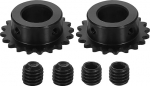 sourcing map 2 St&uuml;ck #25 Kettenrollenritzel 16 mm Bohrung, 20 Z&auml;hne C45 Kohlenstoffstahl ANSI #25 Rollenkettenrad rundes Loch mit Stellschrauben f&uuml;r ISO 04C Kette