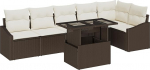 Rantry 7-teilige Garten Sofa Set mit Kissen Braun Poly Rattan Gartenlounge Model3349014