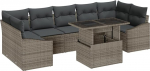 Rantry 8-teiliges Garten-Sofa-Set mit Kissen Grau Poly-Rattan Gartenlounge Model3348955