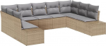 Rantry 9-teiliges Garten Sofa Set mit Kissen Beige Poly Rattan Gartenlounge Model3347220