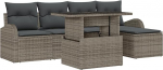 Rantry 6-teiliges Garten Sofa Set mit Kissen Grau Poly Rattan Gartenlounge Model3348625