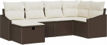 6 osaliges Garten Diivan Set mit Kissen Braun Poly Rattan Gartenlounge Model3359277