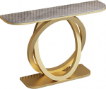 Goldener Konsolentisch f&uuml;r den Eingangsbereich - Langer Foyertisch mit Ablagefl&auml;chen, stilvoller Akzent-Sofatisch f&uuml;r Wohnzimmer, Flur und Eingangsbereich (100 cm)