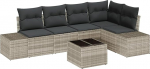 6-teiliges Garten Sofa Set mit Kissen Grau Poly Rattan Gartenlounge Model3355741