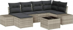 Rantry 7-teiliges Garten Sofa Set mit Kissen Graues Poly Rattan Gartenlounge Model3355811