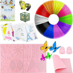 3D pliiatsi tarvikute komplekt, 3D pliiatsi &scaron;abloon, 3D pliiatsi filament PLA 10 v&auml;rvi, 1,75 mm iga 5 m, suur silikoonist pad 45 x 28 cm koos 2 s&otilde;rmekaitsmega, 3D pliiats lastele ja algajatele.