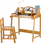 Clevich laste kirjutuslaud reguleeritava k&otilde;rgusega, laste kirjutuslaud koos tooliga, bambusest puidust kirjutuslaud koos hoiuruumiga, &otilde;pilase kirjutuslaud koos raamatuhoidjaga, laste kirjutuslaud lastetoas, kollane