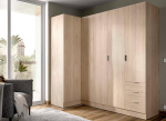 Dmora - Succiso Large Wardrobe, Corner Wardrobe for Bedroom, Corner Cabinet with 5 Double Doors, 214 x 91 x 184 cm, Oak