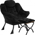 Congermom Lazy Chair koos kokkupandava Ottomani, vaba aja diivanitool, pehme kangast tool k&auml;etugede ja k&uuml;ljetaskutega, lugemistool koos jalatoega elutuppa, magamistuppa, kontorisse (pluusne must)