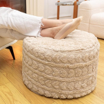 Round Pouf Ottoman Footrest 20 x 14 Inch Soft Heart Printed Footstool Ottoman for Living Room Comfort Foam Filled Poofs, Perfect to Rest Your Feet for Couch Desk