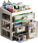 4-tasandiline kodune meditsiinikabineti korraldaja Meditsiini ladustamise konteiner koos l&auml;bipaistva sahtliga Meditsiini ladustamine ravimite jaoks V&auml;ikesed kosmeetikatooted Ehted