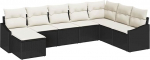 Rantry 8-teiliges Garten Sofa Set mit Kissen Schwarz Poly Rattan Gartenlounge Model3346837