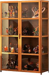 Paulist Curio Cabinets Curio Vitrine mit Acrylt&uuml;ren, 3 Etagen, 4 Etagen, Vitrine und Ausstellungsregal f&uuml;r Figuren, Spielzeug, B&uuml;cher, B&uuml;cherregal f&uuml;r B&uuml;ro, Spielzimmer, Wohnzimmer, Braun, 82 x 33 x