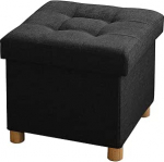 BRIAN & DANY Kokkupandav puidust jalgade ja kaanega vooderdatud iste 15" x 15" x 14.7" must 15" x 15" x 14.7"