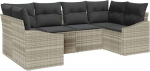 Rantry 6-teiliges Garten Sofa Set mit Kissen Hellgrau Poly Rattan Gartenlounge Model3346862