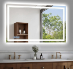 baklon Vannitoa peegel koos valgustusega, 100 x 60 cm, Vannitoa peegel seinapeegel ja puutetundlik l&uuml;liti, IP65 LED peegel vannituba m&auml;lufunktsiooniga, 3 v&auml;rvitemperatuuri, horisontaalne/vertikaalne, HD karastatud