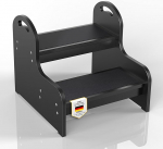 Wood 2 Tritthocker f&uuml;r Kinder und Erwachsene mit Rutschfester Trittfl&auml;che, Anti-Rutsch-Hochleistung 2-Schritt-Ladder, Kinderstuhl f&uuml;r Badewanne/Toilette/K&uuml;che/Bett (Schwarz B)