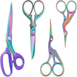 Asdirne Titanium Coating Sewing Scissors Bundle, Professional Fabric Scissors Set, Ultra Sharp Stainless Steel Blades, Ergonomic Handle, Ideal for Dressmaking, Embroidery, Crafts