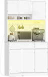 Hzuaneri PT00203XEU k&ouml;&ouml;gikapp, buffetkapp, k&otilde;rge kapp pistikupesade ja LED-valgusribadega, t&ouml;&ouml;pindade ja kahe sahtliga, reguleeritavad riiulid, k&ouml;&ouml;k, 40 x 100 x 180 cm, valge