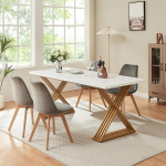 [en.casa] Hujaari s&ouml;&ouml;gilaud ristk&uuml;likukujuline 6-le inimesele 180 x 80 x 75 cm Marmori v&auml;limusega valge/kuldne