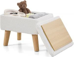 BRIAN & DANY Jalahoop koos hoiuga Faux Teddy Fur Ristk&uuml;likukujuline hoiujalahoidja jalaga diivanijalahoidja elutuppa esikusse kontorisse valge