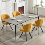 DAYALANE s&ouml;&ouml;gitoa toolid, 4 tooli, k&ouml;&ouml;gitoolid, polsterdatud toolid metallist &scaron;enilljalgadega, kumer seljatugi, elutoa toolid s&ouml;&ouml;gituppa, elutuppa, k&ouml;&ouml;ki, magamistuppa, kollane